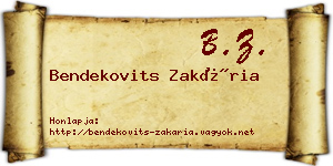 Bendekovits Zakária névjegykártya